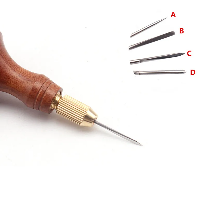1Set DIY Leather Punch Awl Wood Handle Replaceable Needle Head Shoes Hand  Leather Craft Punch Hole Stitcher Tool - AliExpress