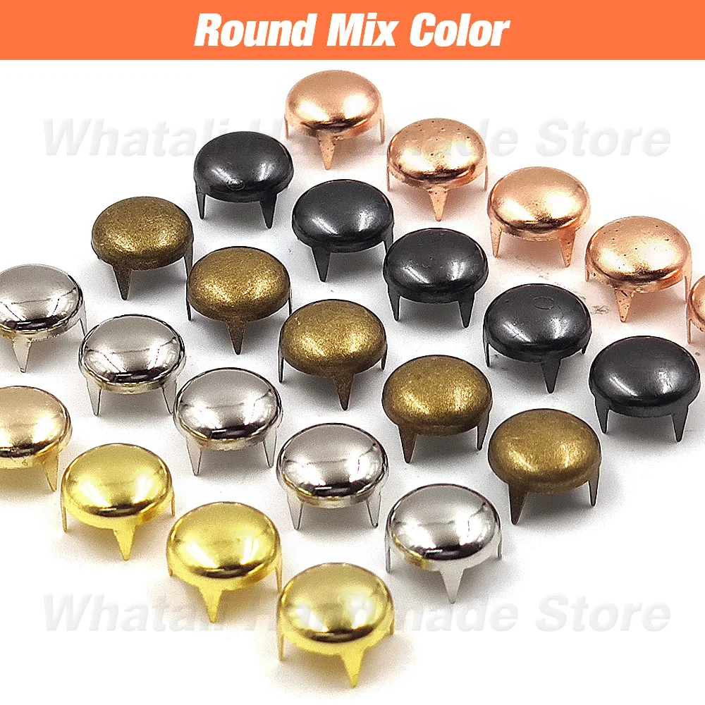 Metal Spike Rivets Square/Round Studs Punk Rock Leather Craft For Clothes/Shoes/Bags/Belt/Bracelets DIY 100Pcs