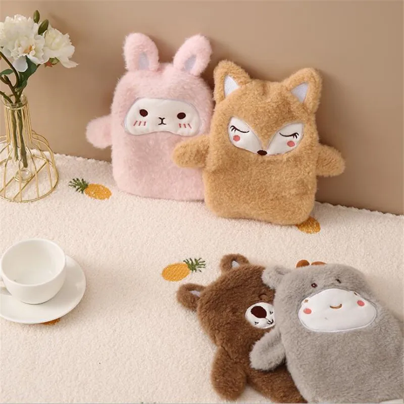 350ML Cute Cartoon Plush Hot Water Bottle Hand Warmers Water Bag Hand Warmer Filled Explosion-proof Portable Hot Water Bags