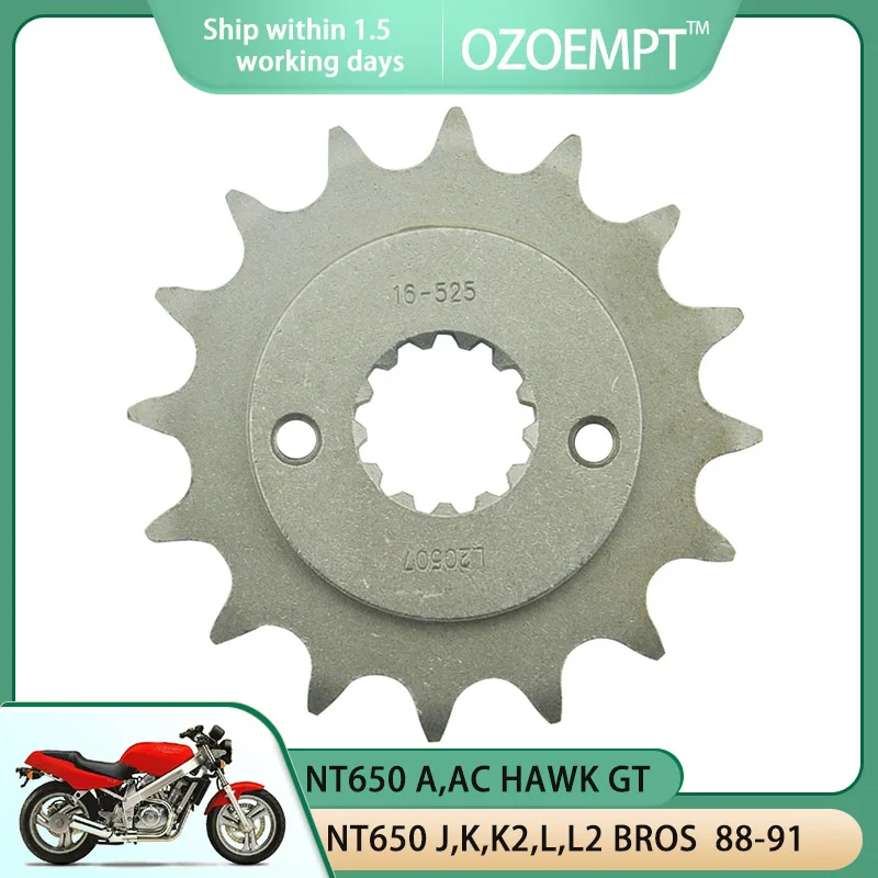 

OZOEMPT 525-16T Motorcycle Front Sprocket Apply to NT650 A,AC HAWK GT 88-91 NT650 J,K,K2,L,L2 BROS XRV650 Africa TwinPD03