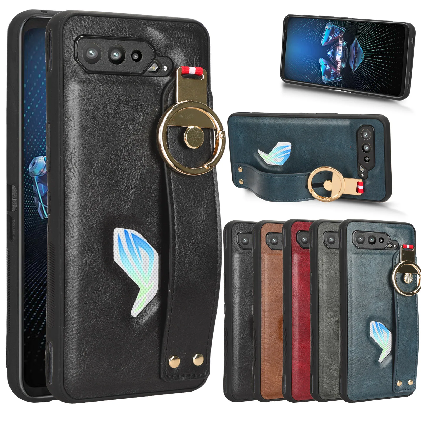 Per Asus Rog Phone 5 Case Con Anello Business Wristband Cover Case Per Asus Rog Phone 5 I005Da Zs673Ks Custodie Protettive Antiscivolo