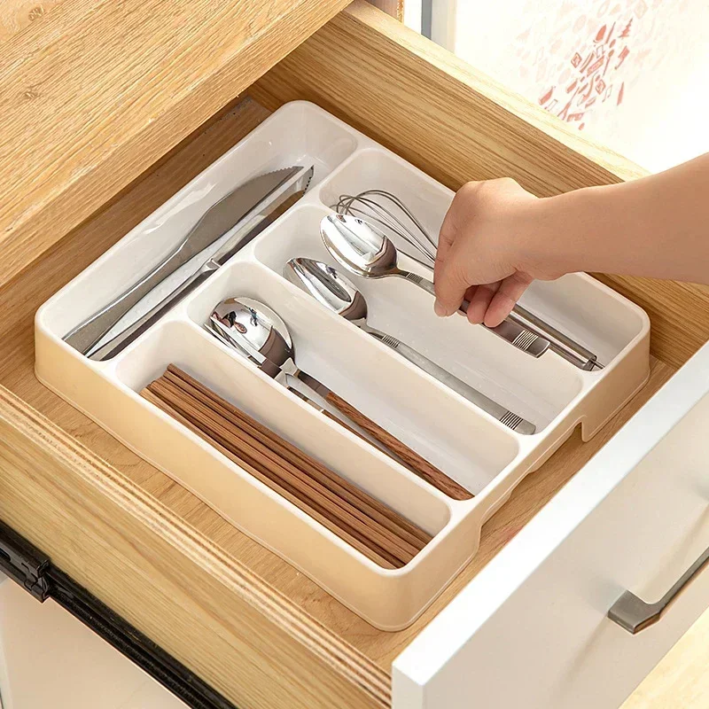 4/5 Easy Clean Compartments Cutlery Organizer Daily Drawer Divider Tray Rectangle Home Kitchen