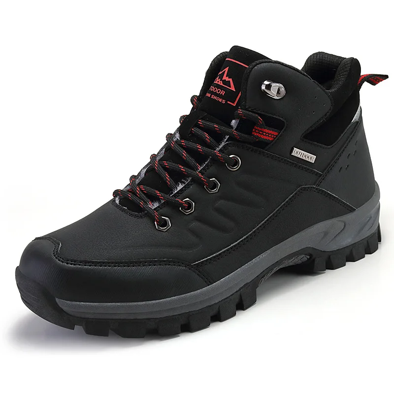 Large Size Hiking Shoes Men's High-top Cotton Shoes Hiking Shoes, Plus Velvet Keep Warm Snow Boots