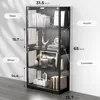 Display Cabinet with Glass Doors, 4-Tier Curio Cabinet&Bookcase with 3 Color Light for Collectibles, Toys, Books 2