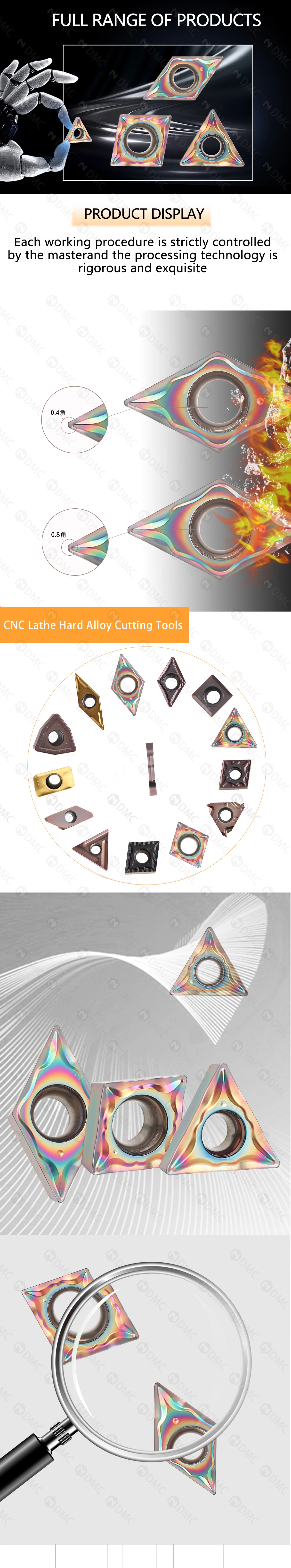 DCMT070204/11T304 CCMT060204/09T304 TCMT110204 LM TF918 Drehwerkzeuge für CNC-Drehmaschinen, farbige Klingen für gehärteten Stahl – Detail 1