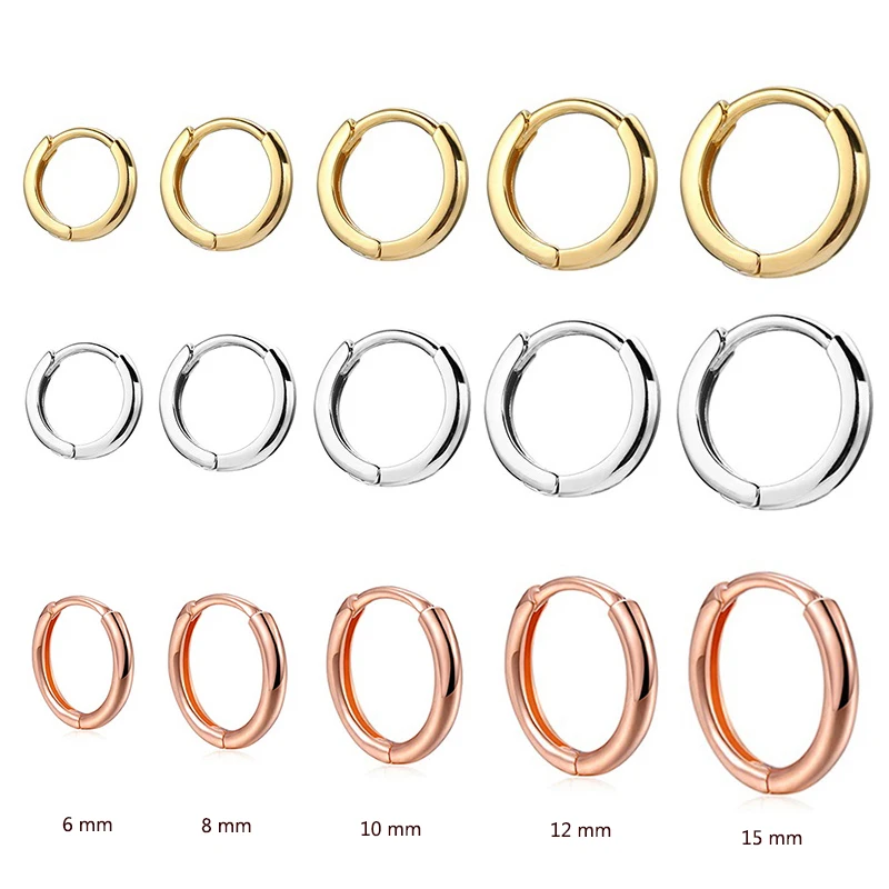 Minimal Glossy Hoop Earrings Gold Color Tiny Cartilage Earrings Piercing Accessory Trendy Small Huggie Female Hoops For Men