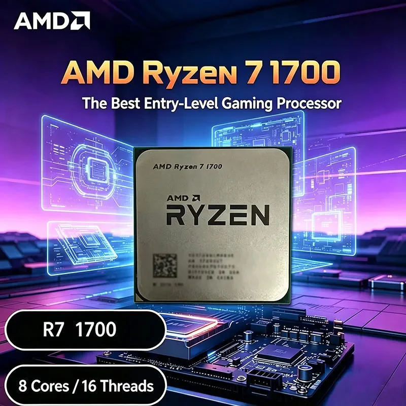AMD Ryzen 7 1700 R7 1700 3.0 GHz 8코어 16스레드 CPU 프로세서 65W YD1700BBM88AE 소켓 AM4 패키지 없음