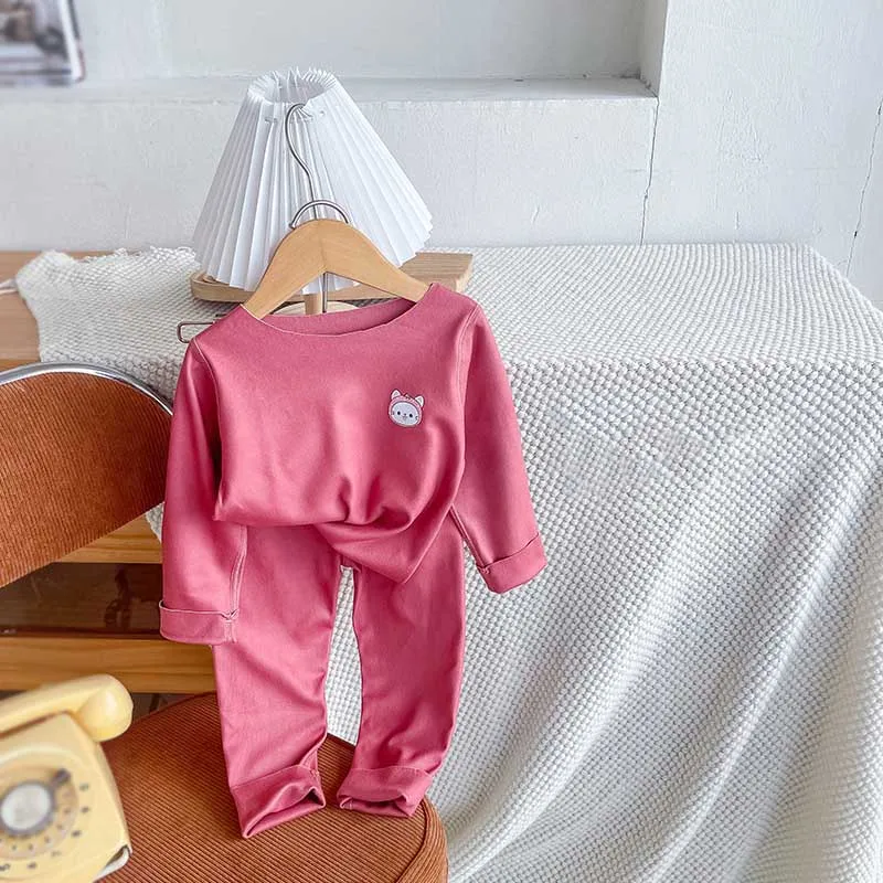 

Children Clothes Set Solid Long Sleeve Pajama Suit Baby kids Soft Comfortable Sleepwear Casual Homewear Sport Set Outfits 1-10Y