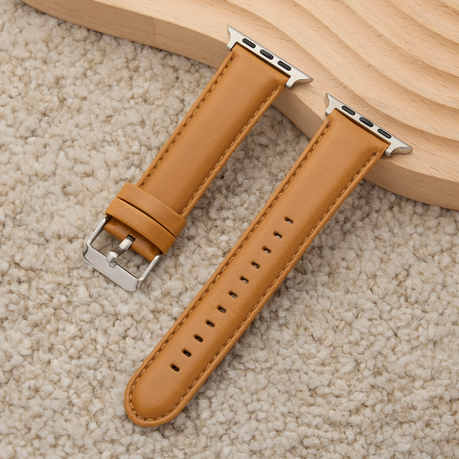 Elegant Brown Leather Loop Band for Women - Stylish Watch Accessory