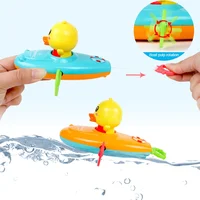 1 pcs Cute Cartoon Duck Bath Toys Classic Water Toy Back Rowing Boat  Baby Bathing Swim Duck Chain Clockwork Toy for Children 1