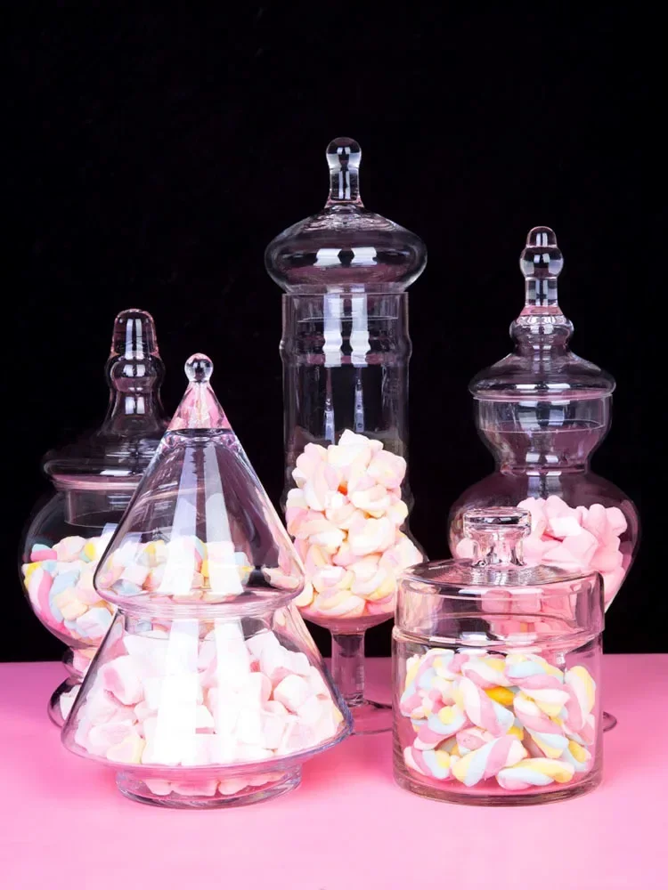 Transparent Glass Storage Jars Snacks Can Candy Pot Tea Canister Home Decor Modern Crystal Storage Jar with Lid Spice Organizer 4
