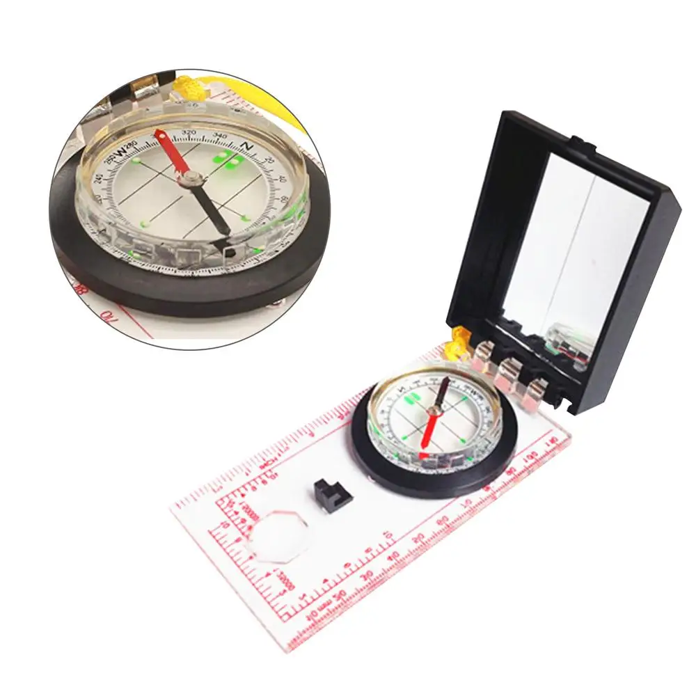 Description Picture 3 of itemPortable Magnifying Compass Navigation Map Reading Compass with lanyard mirror and ruler for Camping Hiking and Traveling
