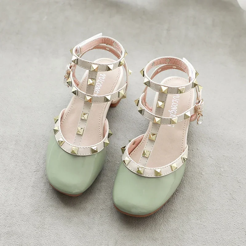 Girls Roman Shoes Summer Sandals New Fashion Children Princess Kids Shoes Rivet Square Mouth Small leather shoes kids sandals kids shoes