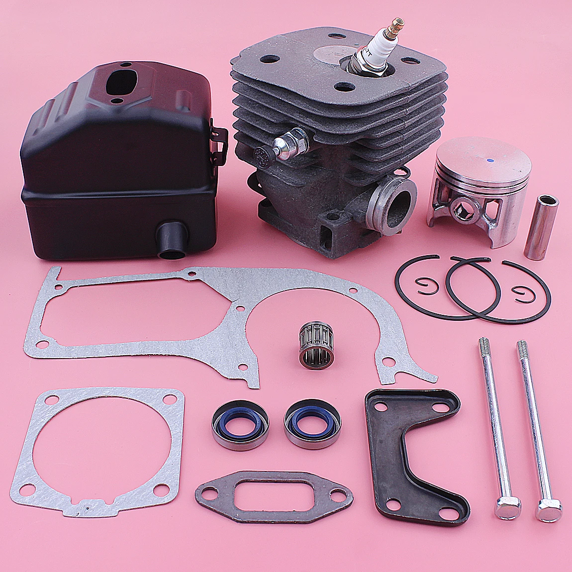 58mm Engine Motor Cylinder Piston Ported Muffler Kit For Husqvarna 395 395XP Gasket Oil Seal Chainsaw Garden Tool Parts 6