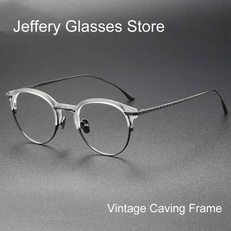 Japanese Designer Round Acetate Titanium Glasses Frame Men Women