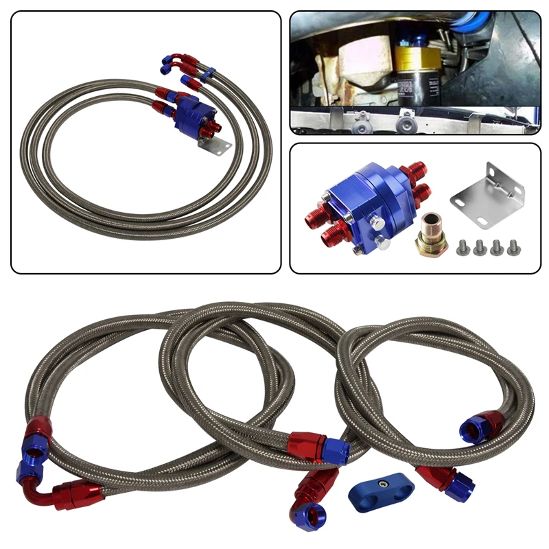 

AN8 Oil Cooler Filter Sandwich Adapter+1.2/1.4/1.6m Nylon Steel Braided Oil Line Black / Blue