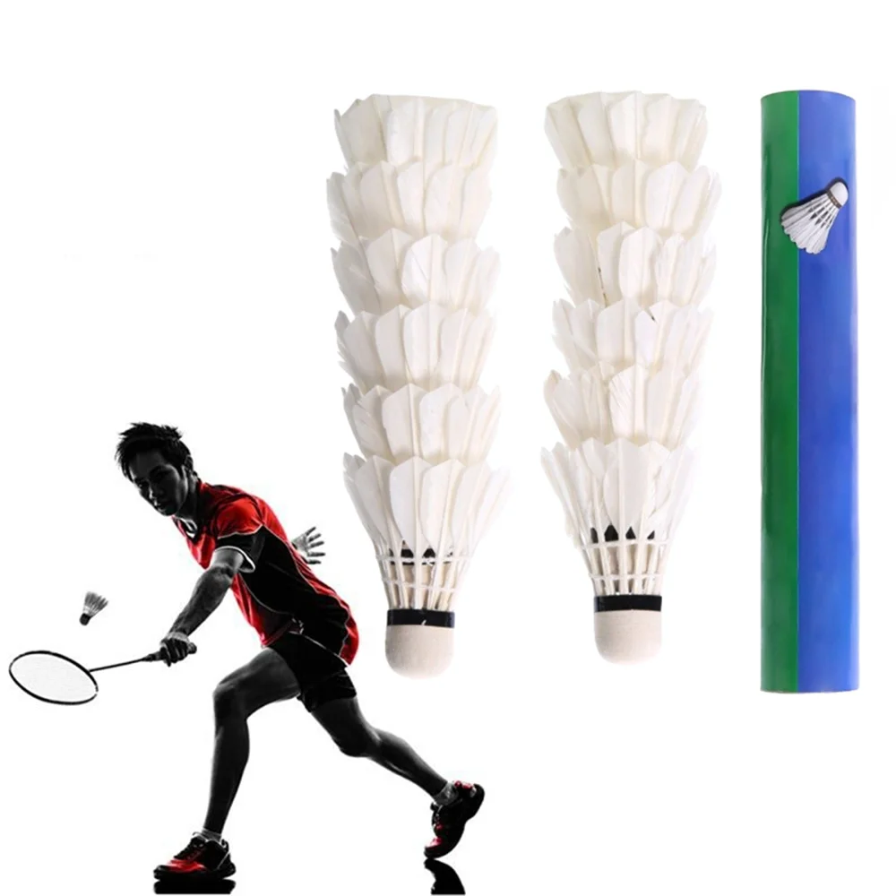Badminton Shuttlecock Badminton Ball Badminton Trainer Feather Shuttlecock 12PCS Badminton White Goose Feather Shuttlecock Foam Ball Head Training Game Sport Shuttlecock Ball Indoor