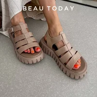 BeauToday Platform Sandals Women Open Toe Slingback Ankle Buckle Strap Genuine Leather Casual Outdoor Summer Female Shoes 38201 - Image 2