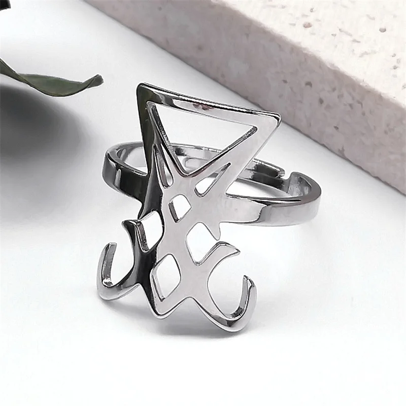 Gothic Sigil Of Lucifer Satan Symbol Ring for Women Men Stainless