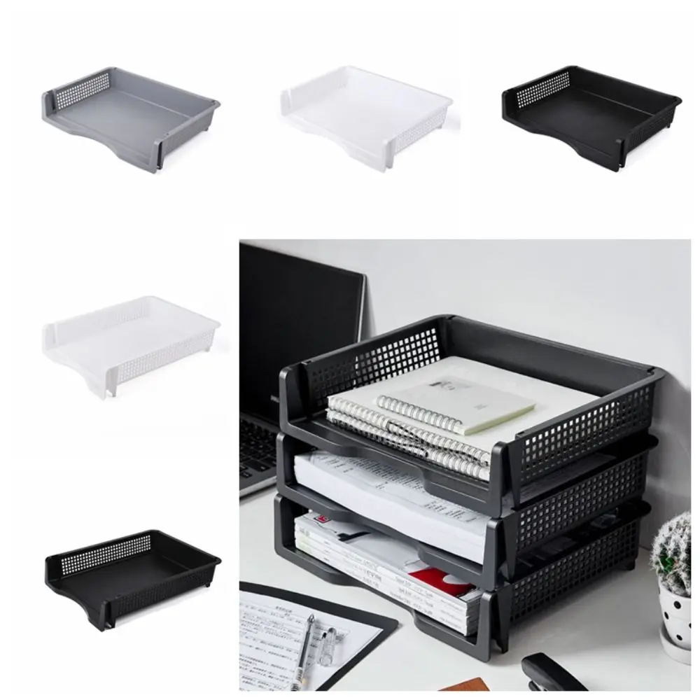 

Desktop Organizer Stackable File Rack Simple Laminated Papers Rack A4 File Storage Tray Plastic INS Style Receipt