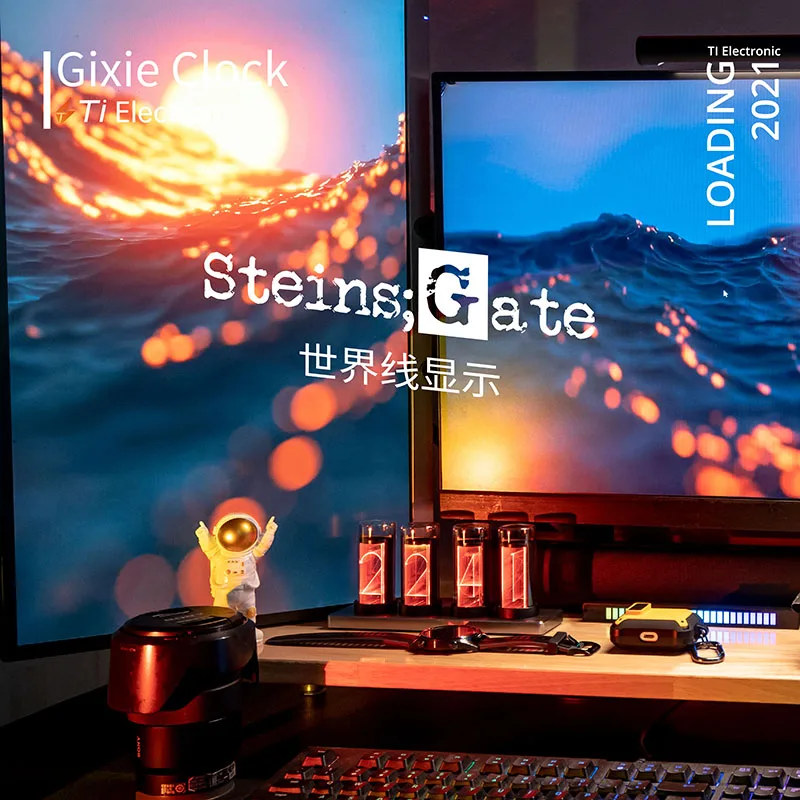 Digital Clock Table Clock Digital Desk Clock Digital Table Clock Mini Desk Clock Retro Desk Clock Glow tube clock RGB creative desktop decoration gift Glow clock B station fan count alarm Gixi
