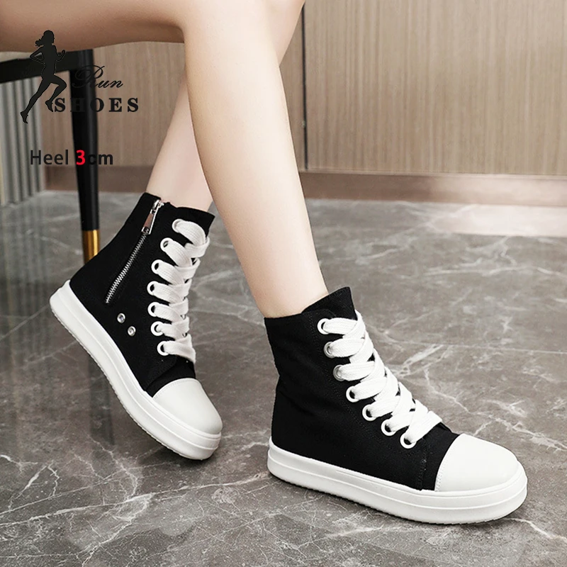 High Top Canvas Shoes Women 2025 Autumn Student Non-slip Sneakers
