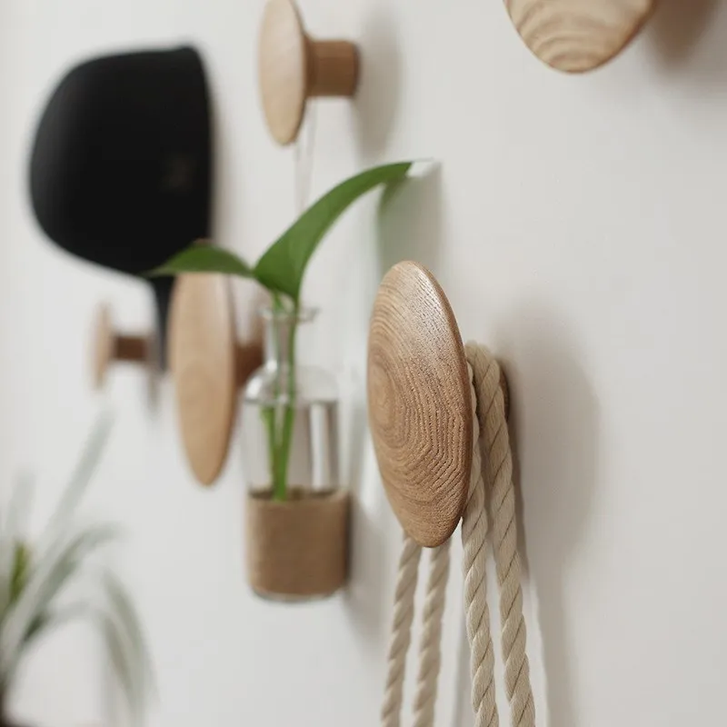 Wood Round Clothes Rack Wall Coat Hanger Mushroom Clothes Hook Wall Hanger Wooden Towel Hooks Pretty Home Decoration For home 4
