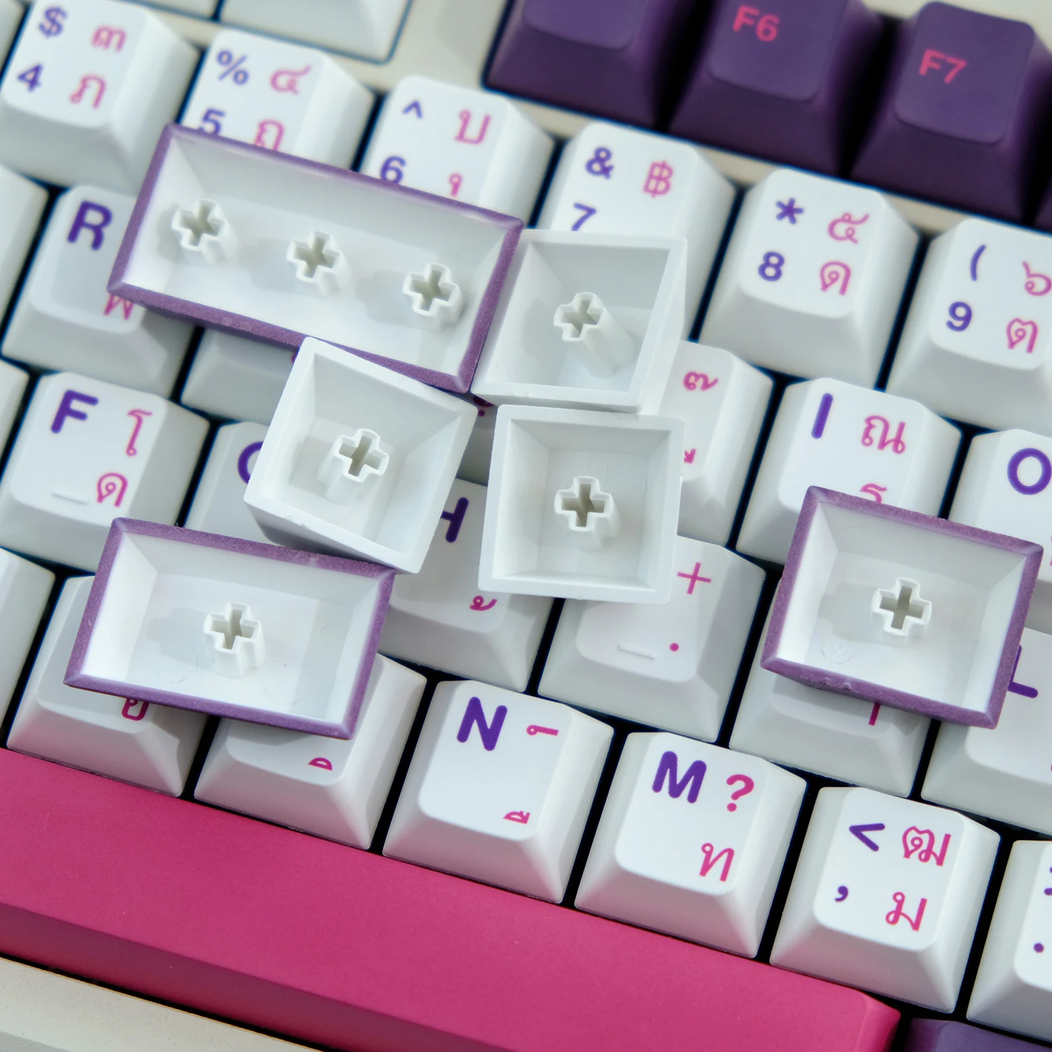 Chaves Gmk Thai Keycaps Cereja Perfil Pbt 5-side Tintura Sublimação Teclado Mecânico para mx Switch com 1.75 u Shift 154 - Imagem 5
