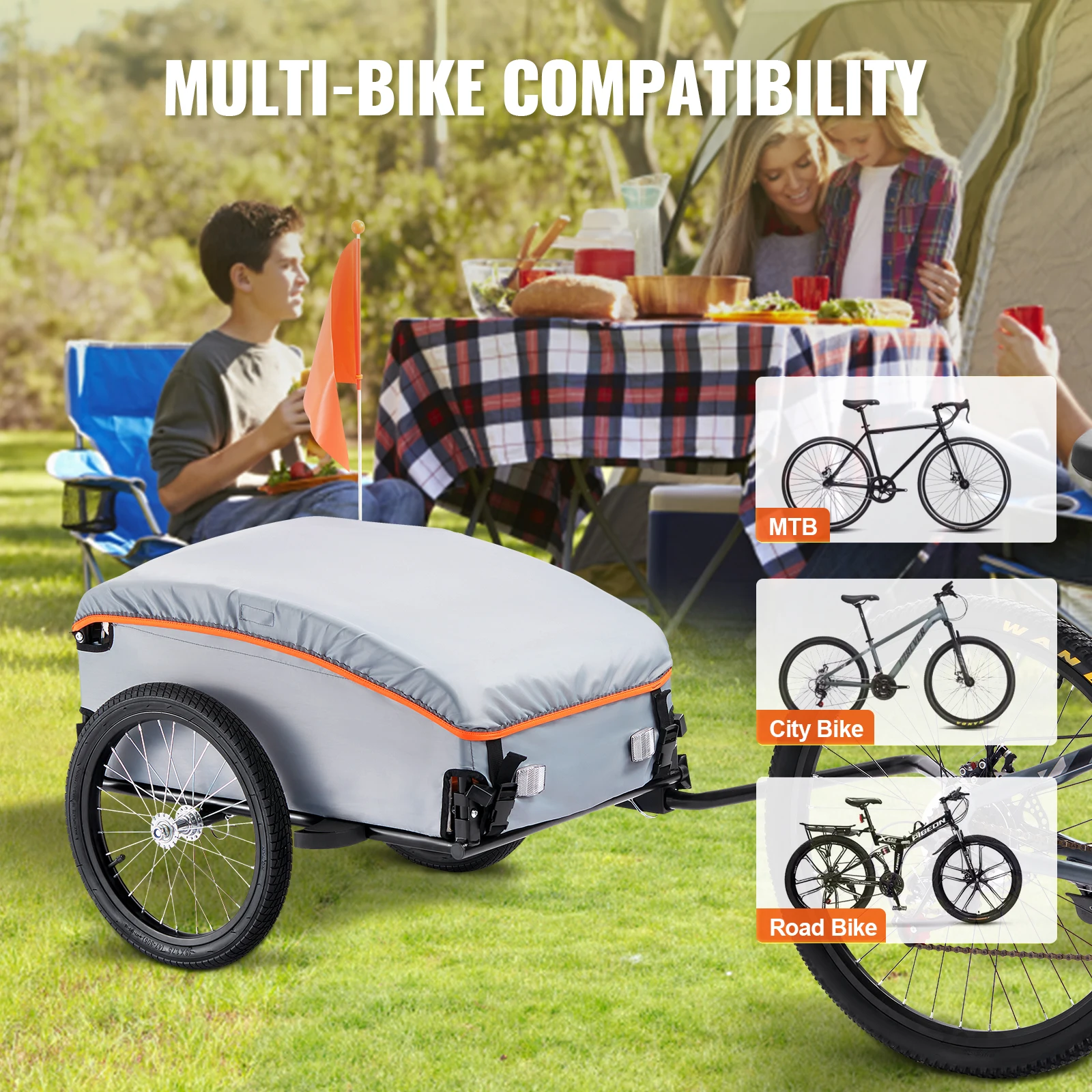 Foldable Bike Cargo Trailer with Waterproof Cover