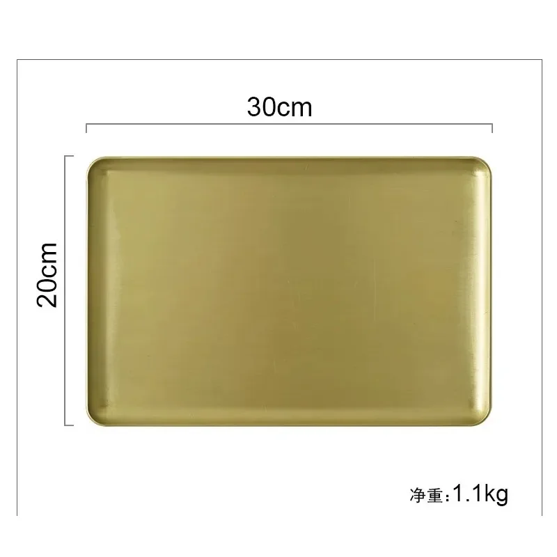 Gold Brass Storage Tray Serving Platter Decorators Brushed Metal Tableware Plate Jewelry Cosmetics Candy Food Makeup