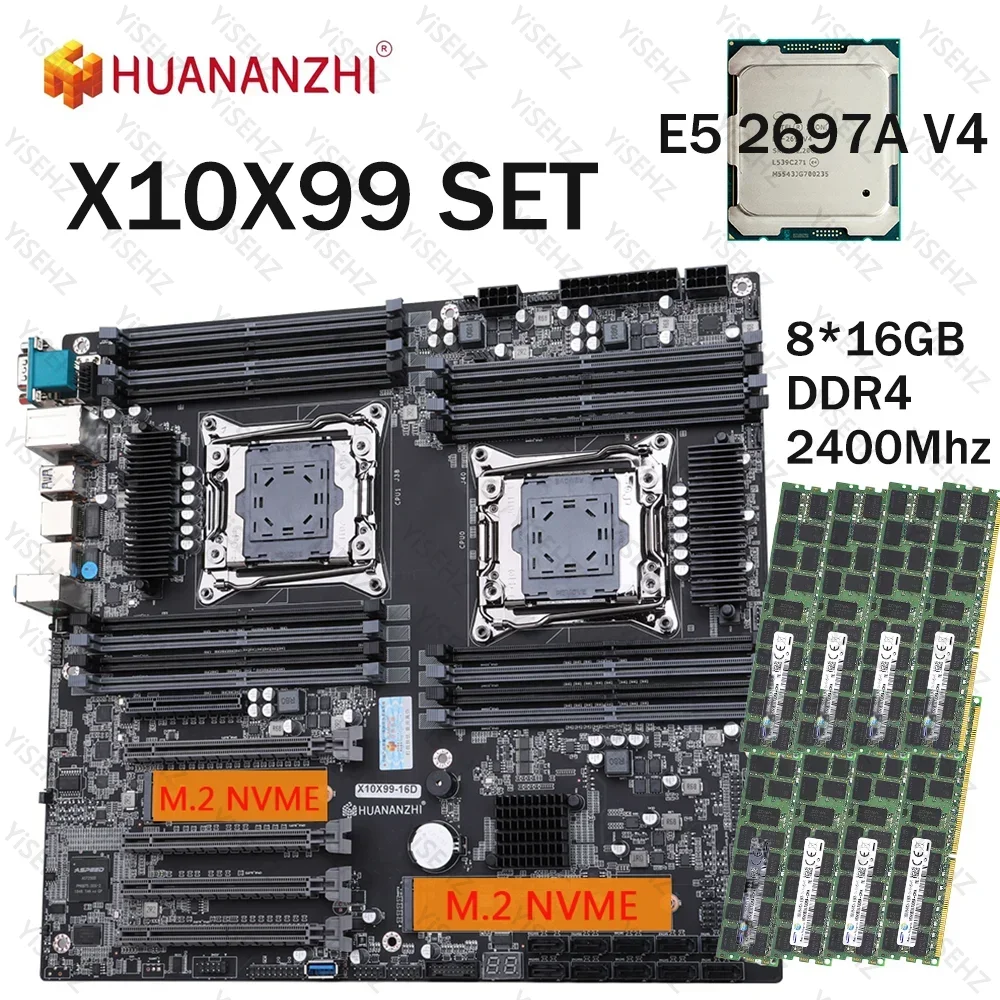 HUANANZHI X10X99 마더보드 세트 LGA 2011-3 2*E5 2697A V..