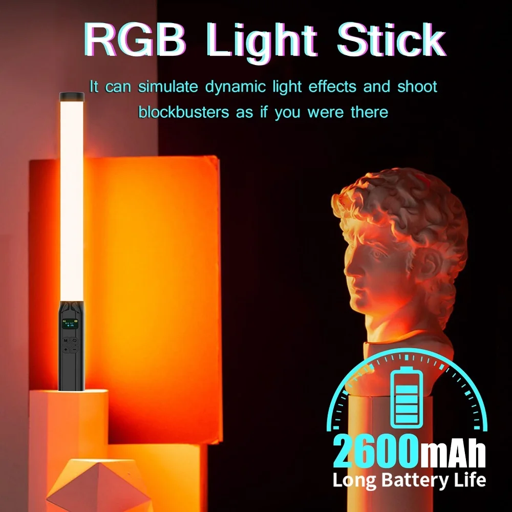 Handheld Rgb Colorido Video Stick Light Led Light Wand Cri 95 Mais 2500k-9000k Lâmpada de Fotografia Iluminação Fotográfica 50cm - Image 5