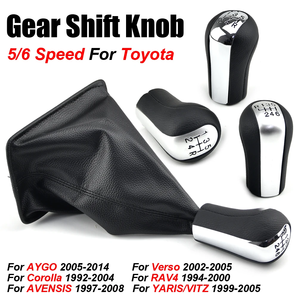 

5 6 Speed Gear Shift Knob Lever Shifter Stick Gaiter Boot Cover for Toyota Corolla 1998-2003 AYGO Verso RAV4 YARIS VITZ