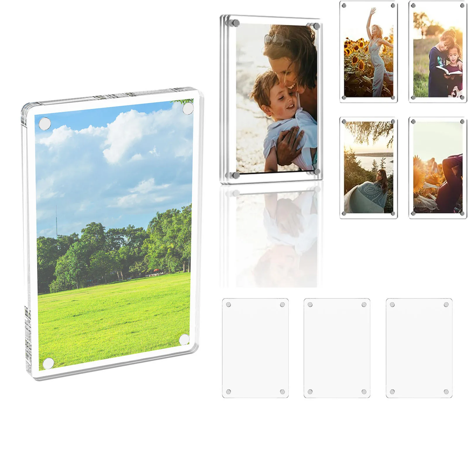 10Pack Blank Photo Frame Acrylic Refrigerator Magnetic Frame Mini Magnetic Refrigerator Photo Picture Frames Display,photo frame