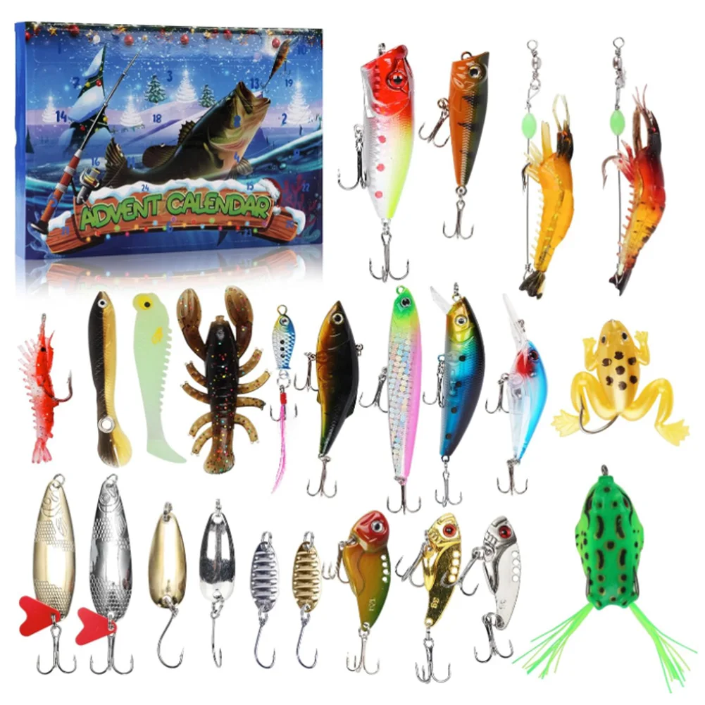 Christmas advent calendar Fishing advent calendar Fishing Tackle Set Advent Calendar Box Christmas Fishing Lures Set Various Fish Bait Surprise Gifts Box for Lover