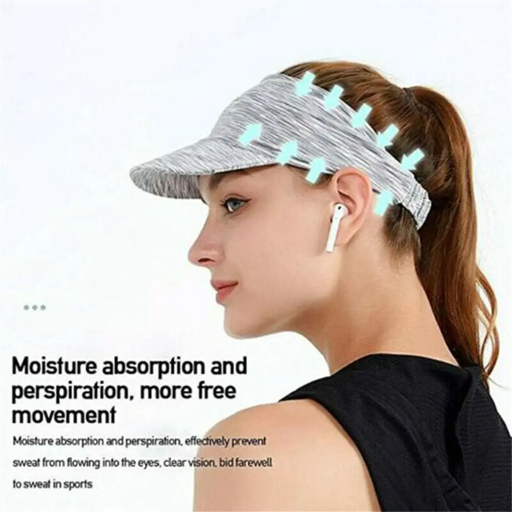 Adjustable Sun Visor Sports Hat Tennis Golf Headband Beach Cap Men Women UV Protection Baseball Hat Sunscreen Hollow Top Cap