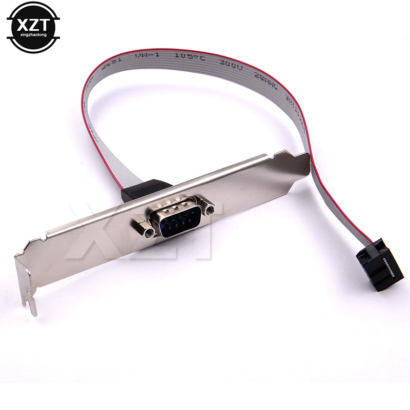 

10pcs/lot For Motherboard 9 Pin Female to RS232 DB9 Pin Com Port Ribbon Serial Cable Connector Bracket with Cable High Quality