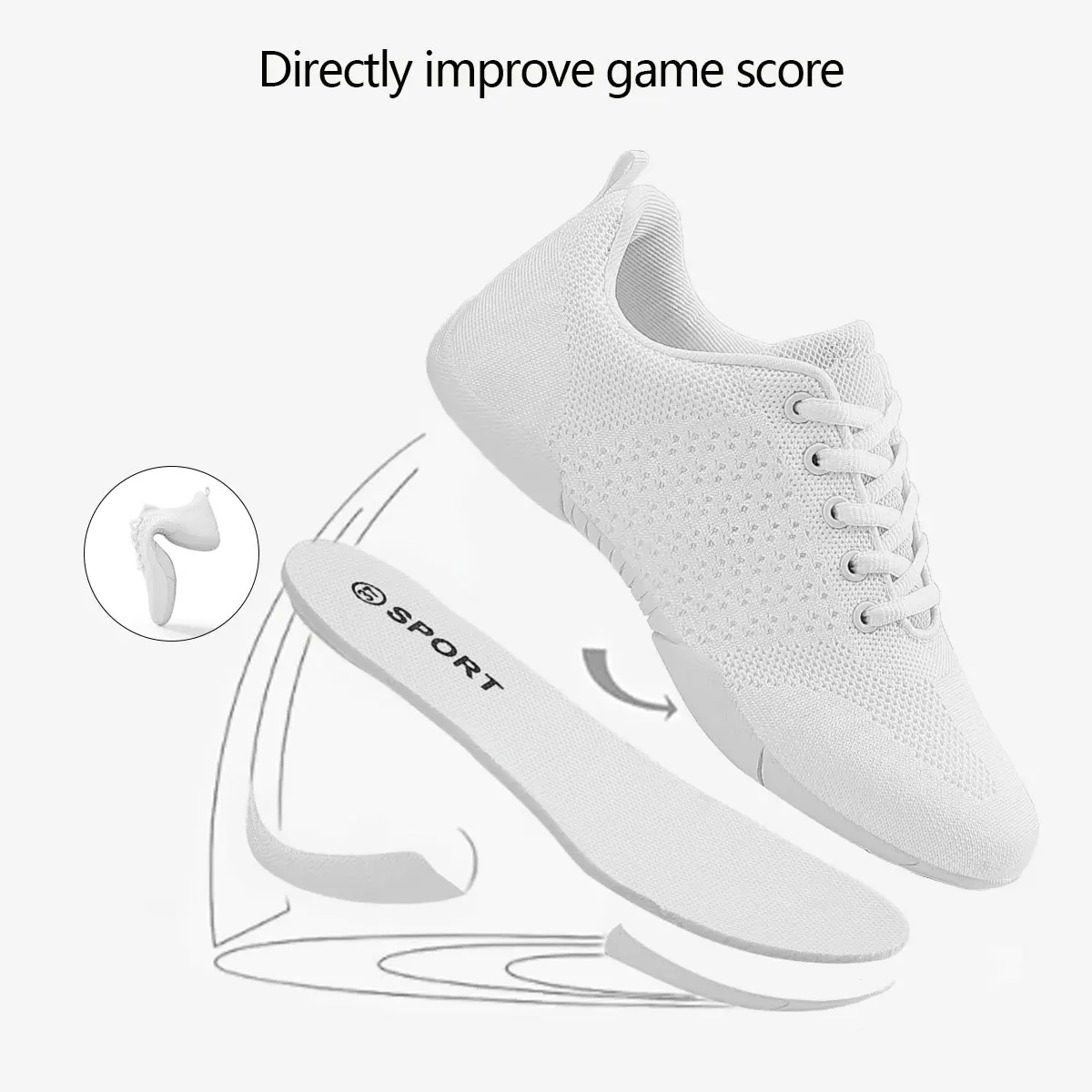 Description Picture 4 of itemGirls Cheer Shoes for Women Black Cheerleading Dance Sneakers Youth Shool Walking Shoes Athletic Training Tennis