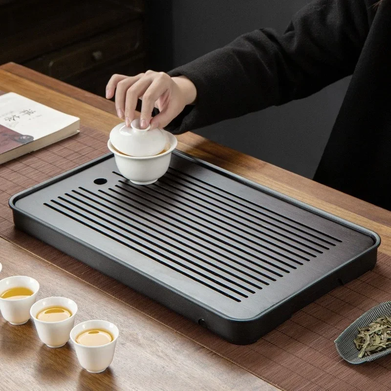 Portable Bamboo Tea Tray 1Pcs Small Household Simple Kung Fu Set Drainage Storage Drainage Dry and Wet Dual Use tea tray