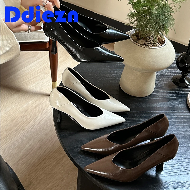 

Туфли женские на тонком каблуке, заостренный носок, высокий каблук, модная обувь для работы и офиса, лето