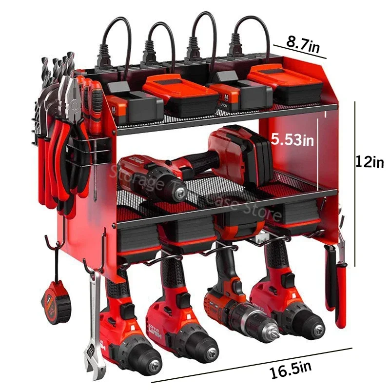 Tool chest 3 layers floating tool shelf hand power organizer rack electric drill holder wall mount workshop garage cabinet