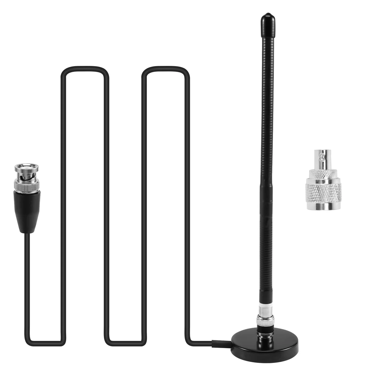SCLS CB 공중 안테나 27MHz 소프트 휩 마그네틱 베이스 BNC PL259 커넥터 코브라용 CB 공중 안테나