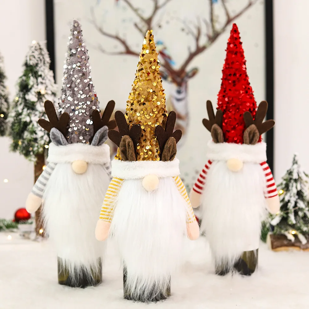 

Navidad Christmas Santa Wine Bottle Dust Cover New Year 2023 Christmas Decorations for Home Natal Placemat Table Decor Gnome