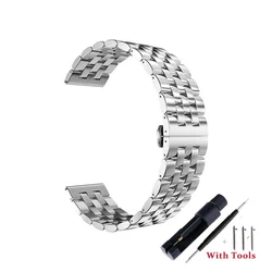 Stainless Steel Quick Release Watch Strap - Universal 20mm/22mm Waterproof Replacement Band - 22mm (Silver)