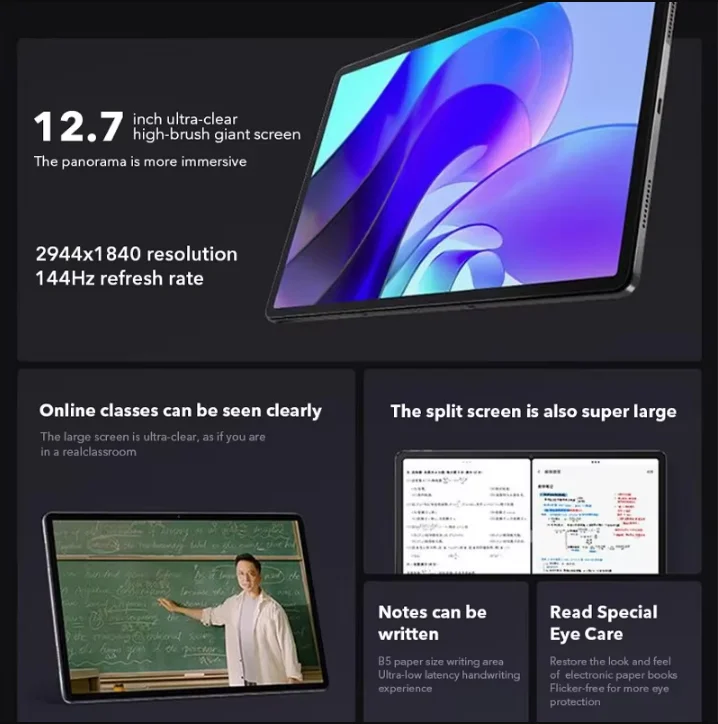 Lenovo Xiaoxin Pad Pro 12.7 inch Original Qualcomm Snapdragon 870 2944*1840 LCD Tablet Screen 144Hz Android 13 Tablets 128G 256G 2