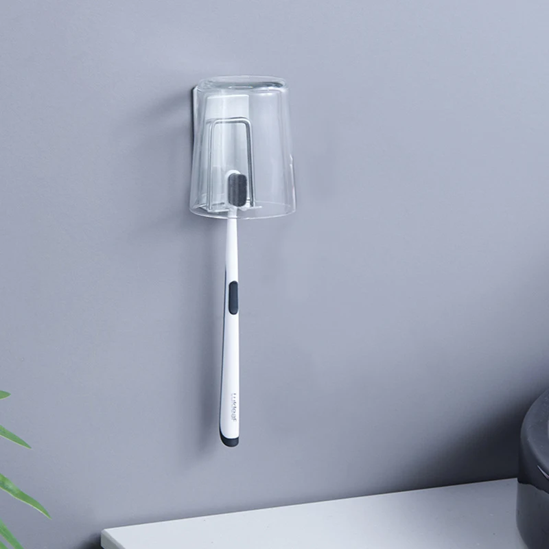 Toothbrush Holder Stainless Steel Toothbrush Holder Wall Mounted Adhesive Toothbrush Cup Holder Space Saving Home Organizer