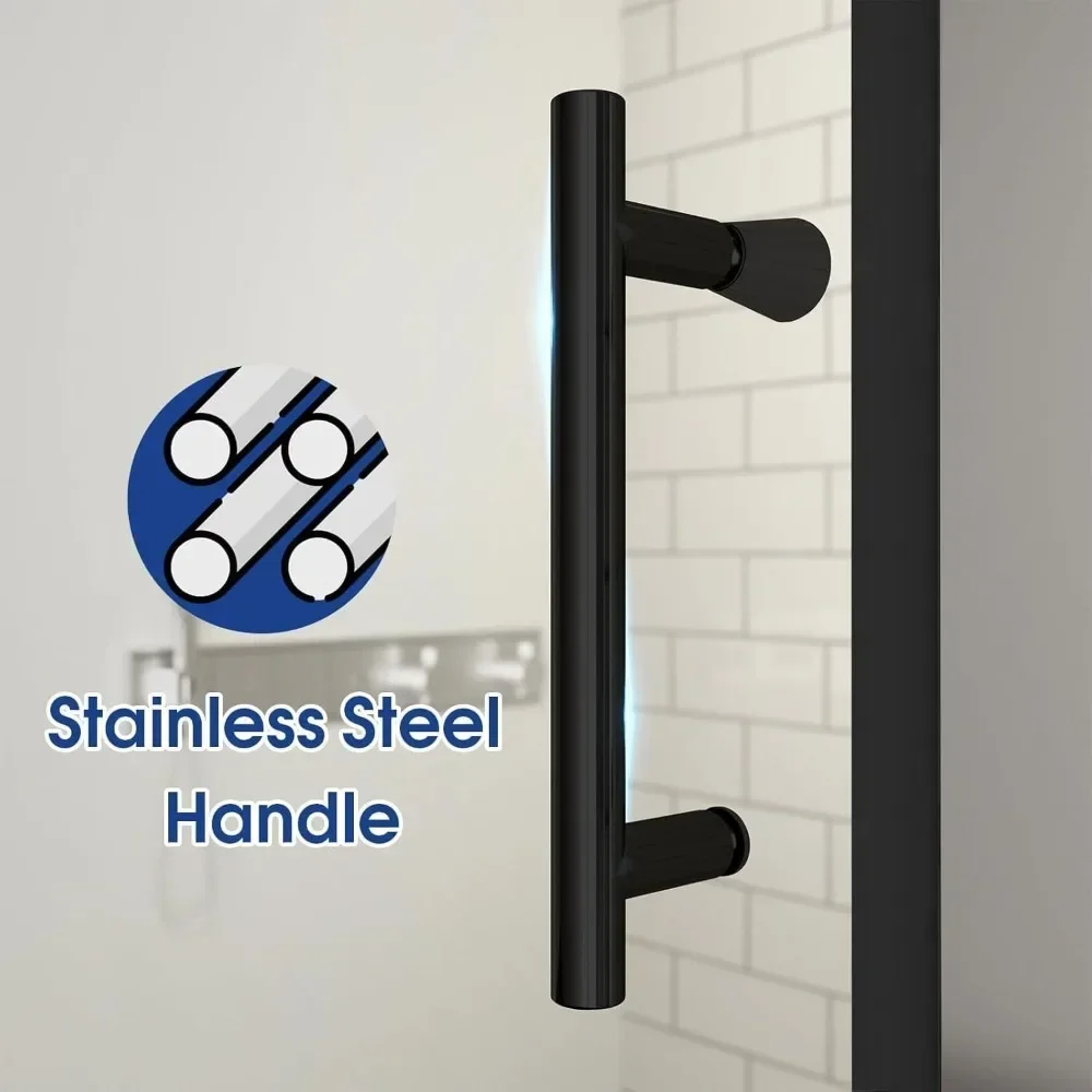 NEW-24-25.4" W x 72" H Frameless Pivot Shower Door, 1/4" (6mm) Clear SGCC Tempered Glass Shower Door, Pivot Swing Shower Glass D