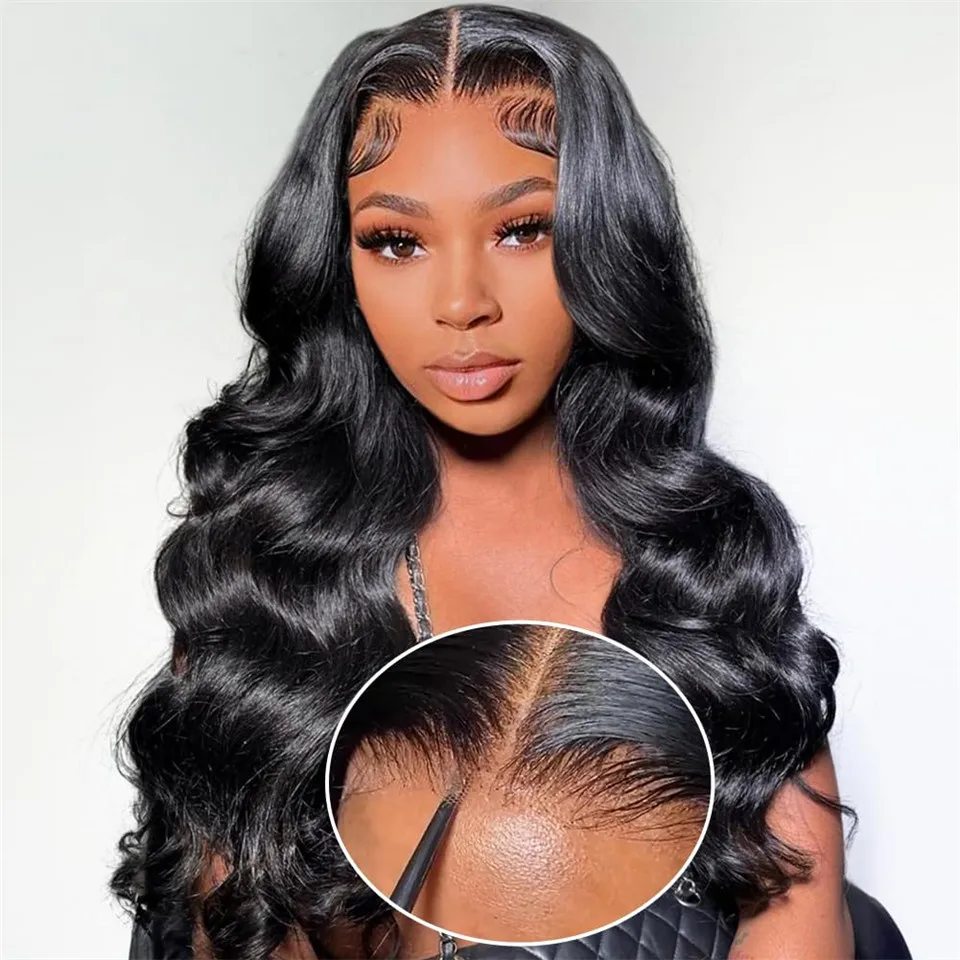 

28inch HD Lace Pre Cut Lace Glueless Wig Human Hair Ready To Wear 13x4 Brazilian Wear And Go Body Wave Lace Front Wigs For Women