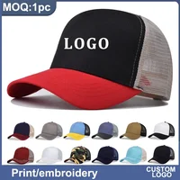 Custom Trucker Hat Logo Cotton Mesh Breathable Baseball Cap Women Men Summer Sunshade Mesh Cap 5 Panels Truck Hat Cap Wholesale 1