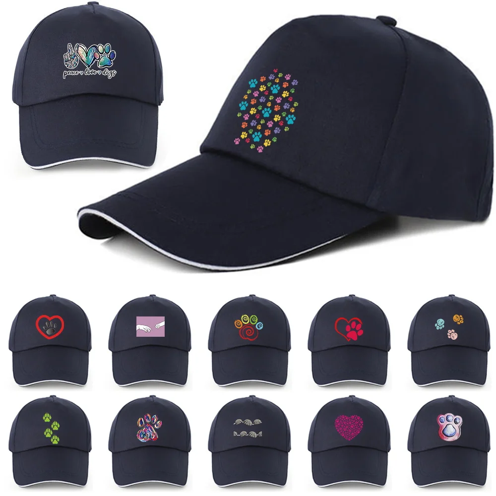 

Fashion Baseball Caps Snapback Hats Adjustable Outdoor Sports Caps Footprints Pattern Printed Hip Hop Hats Trendy for Men Women